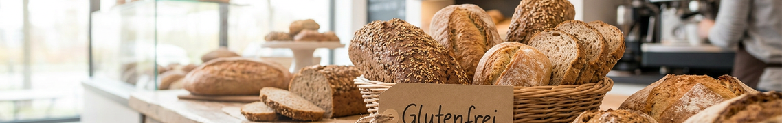 Selecție de pâine și produse de brutărie fără gluten proaspete Sezamo