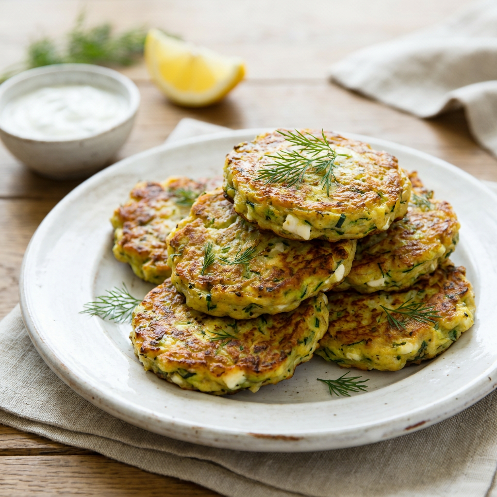 Crispy and golden baked zucchini fritters
