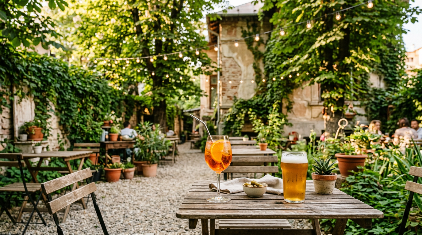 Terasă boemă de vară cu grădină urbană și luminițe în București