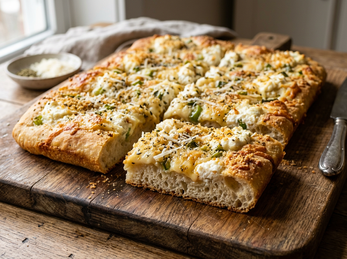 Pizza groasă în stil Detroit și aluat sicilian sfincione cu crustă rumenă crocantă