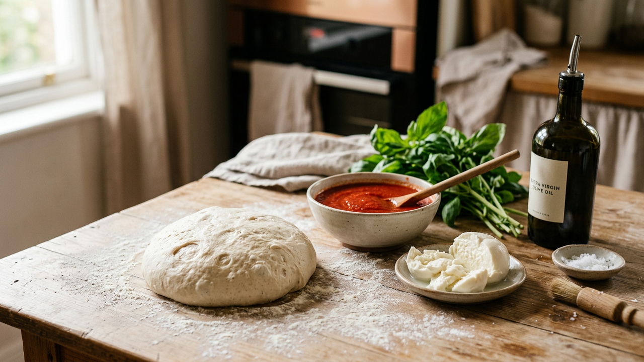 Ingrediente artizanale pentru pizza făină drojdie passata fior di latte și ulei de măsline
